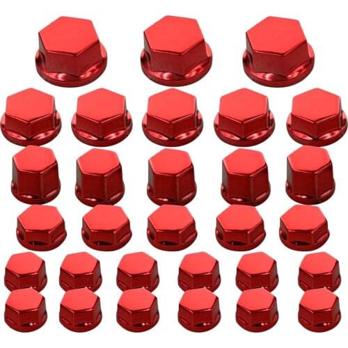 30Pc Motorcycle Nut Screw Cover For Yamaha For Kawasaki Red
