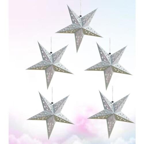 5PCS 30CM Paper Star Light Ceiling Decorative Paper Star Lantern Lamp Lampshade for Christmas Wedding