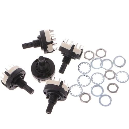 5 Pcs 4P3T 4 Pole 3 Position 6mm Shaft Diameter Band Selector Rotary Switch