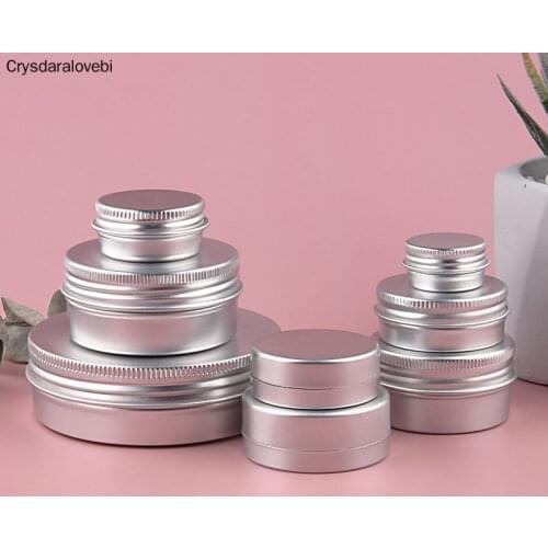 50pcs 5g 10g 15g 20g 30g 40g 50g 60g 80g 100g Aluminum Tin Jars Lip Balm Tin Container With Screw Thread Lid Candle Tea Cans Box