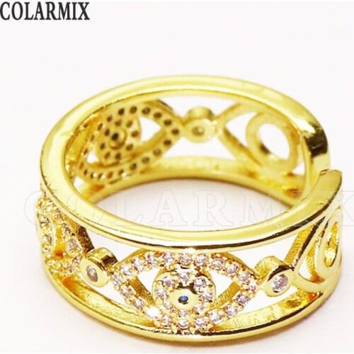 8 Pcs Gold color Eyes charms rings Open rings High quality jewelry Rings jewelry rings Gift for women jewelry Gift 51336