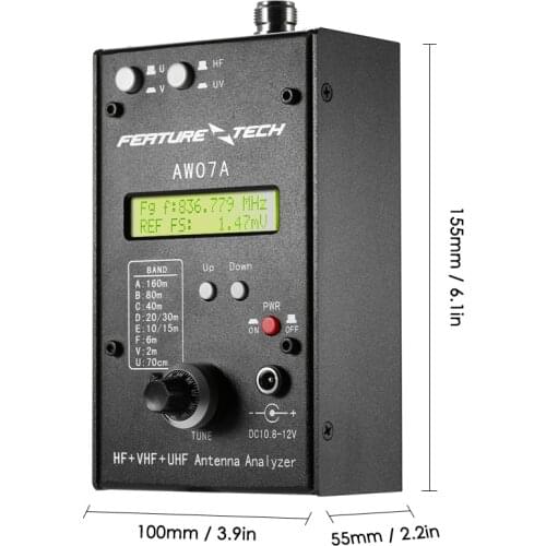 English verison HF +UV AW07A HF/VHF/UHF 160M 490Mhz Impedance SWR Antenna Analyzer Shortwave Ham Radio + English Manual