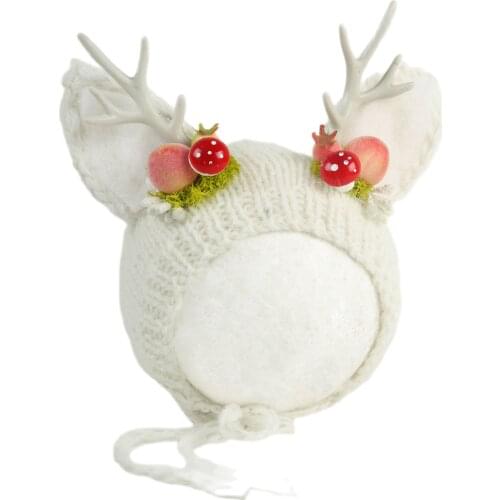Newborn Angola Bonnet Knit Fuzzy Deer Hat Baby Photography Props Cute Animal Photo Products