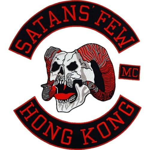 SATANS' FEW HONGKONG goat large Embroidered punk biker Patches Clothes Stickers Apparel Accessories Badge 4 pcs /set
