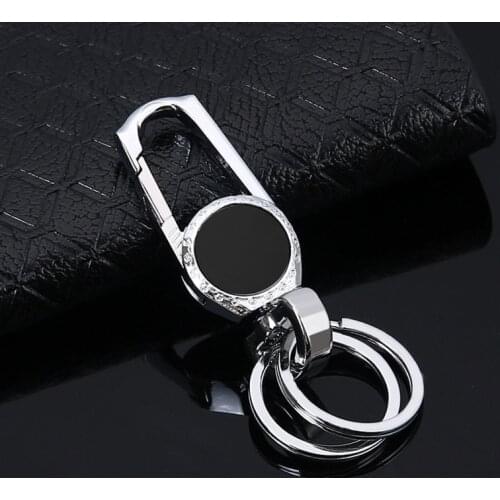 Bycobecy New Mens Stainless Steel Round Car Logo Key Ring Double Ring Pendant Small Gift Key Holder Butler Smart Key Wallet
