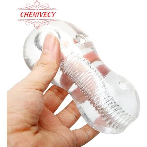CheniveCY Male Masturbator Soft Jelly Sex Toys for Men Orgasm Transparents Penis Training Exercise Adult Products TPE Sex Shop