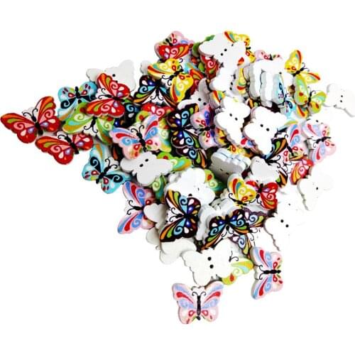 100x Wooden Button Printed 2 Holes Bricolag Sewing Apparaction of Garment