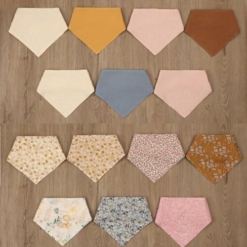 Newborn Double Side Floral Print Bibs Boys Girls Waterproof Cotton Linen Saliva Towel Bandana Scarf Baby Shower Gifts