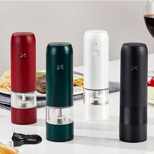 Electric Salt and Pepper Grinders Stainless Steel Seasoning Bottle Spice Grinder Kitchen Accessories Gadget With LED Light