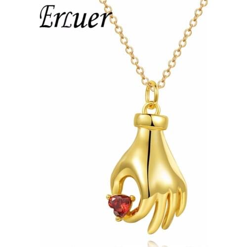 ERLUER pendants necklaces for women Red heart zircon bridal jewelry Girl charm Crystal Adjustable Necklace fasion jewellery