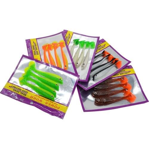 Hot Sale Soft Lure Bait 4 Pieces/Bag Fishing Artificial Lures Handmade 11cm/6g Dual Color T Tail Bait