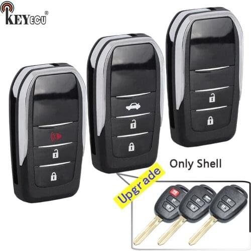 KEYECU for Toyota RAV4 Prius C Modified Flip Remote Car Key Shell Case 2/3/4 Button HYQ12BDM HYQ12BEL TOY43 Blade