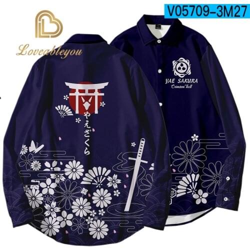 Honkai Impact 3 Spring Autumn Male Casual Long Sleeved Shirts Soft Comfortable Cosplay Costume