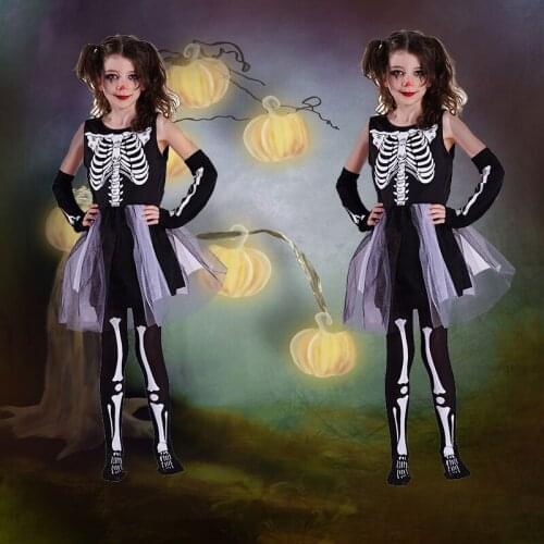 Halloween Costume For Kids Cosplay Boy Scary Skeleton Vampire Costume Fancy Dress Skeleton Costume Girls Role Play Child Skull
