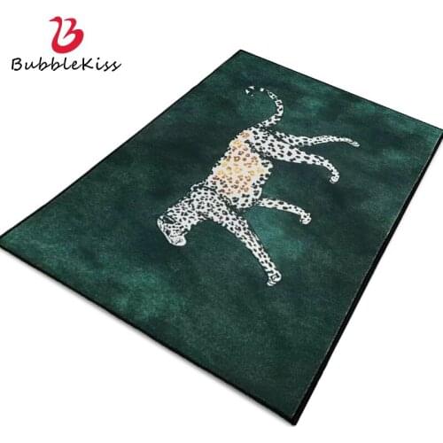 Bubble Kiss Dark Green Carpets For Living Room White Leopard Pattern Rug Light Luxury Style Home Creative Decoration Floor Mats