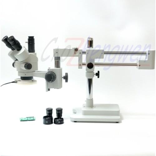 FYSCOPE 6X-55X MICROSCOPE 3X-220X 50/50 Split Simul-Focal Microscope Double Boom Stand Trinocular Stereo Zoom Microscope