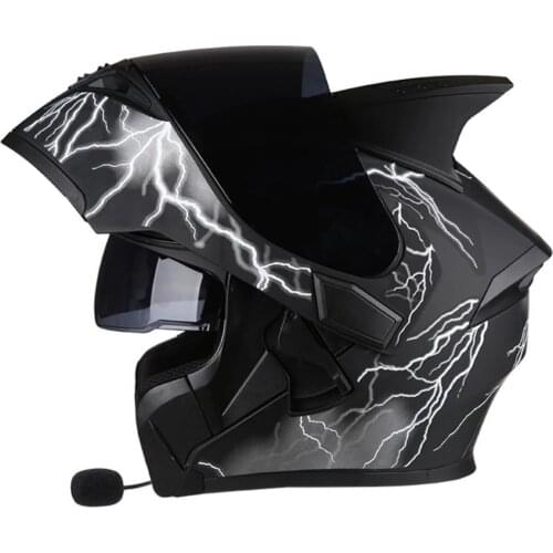 Modular Fil pu phelmet male motorcycleFlip up helmets Safety Racing Motocross Capacete Quad Dirt Bike Bluetooth helmets