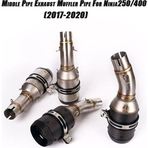 Stainless Middle Pipe With Tail 51mm Exhaust Muffler Tubes for ninja250 400 2017 2018 2019 2020 Motorcycle Set System Replace