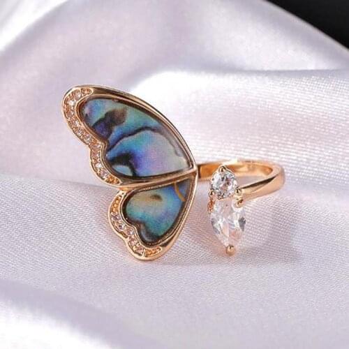 New Butterfly Wing Ring Creative Resizable Zircon Rings For Women Jewelry Colorful Butterfly Ring Jewellery Anel Anillos Aneis