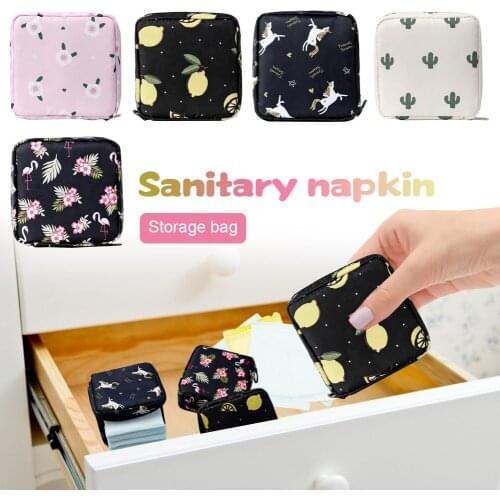 New Portable Waterproof Fabric Large Capacity Sanitary Napkin Pad Tampon Storage Bag Feminine Sanitary Napkin Pad Storage Bag