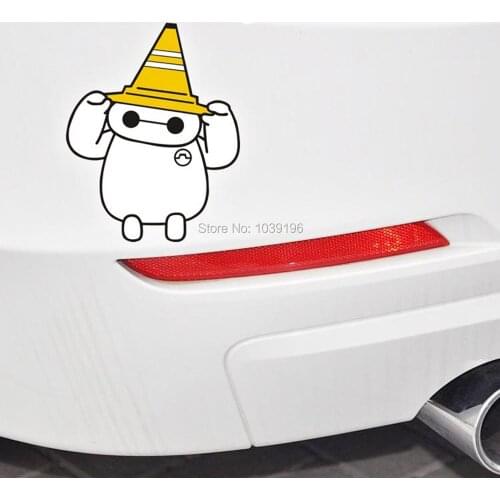 New Styling Cute Lovely Big Hero 6 Baymax with Caps Creative Reflective Car Whole Body Trunk Stickers Decal Waterproof Vinyl