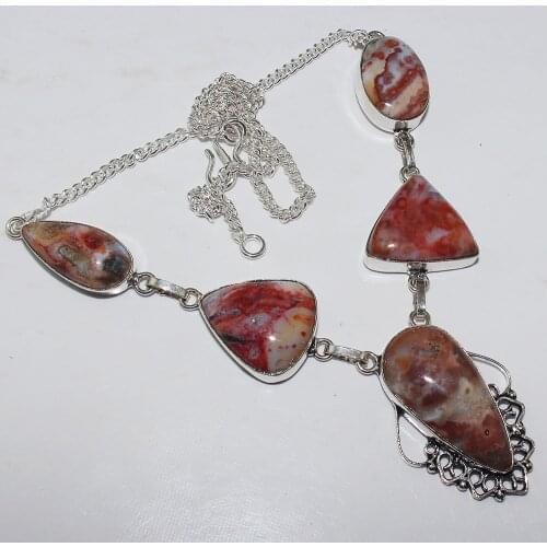 Jaspers Necklace Silver Overlay over Copper , 50 cm, N0859