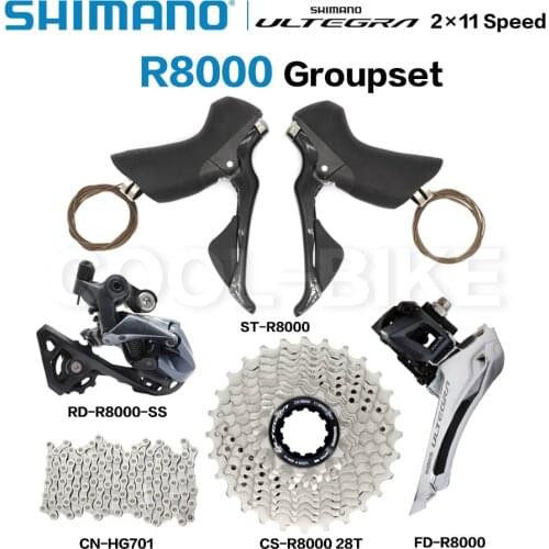 SHIMANO ULTEGRA R8000 2x11v Groupset with Brake ST Lever Cassette Sprocket Chain Front/Rear Derailleur ORIGINAL for Road bike