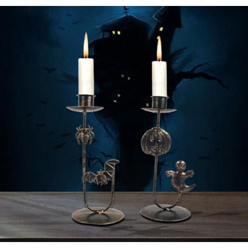 Candle Stand Eye-catching Rust-proof Wrought Iron Halloween Themed Candle Display Stand for Home