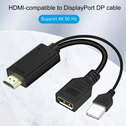 Portable PVC 4K 60Hz HDMI-compatible 1.4 Source to DisplayPort 1.2 Out Adapter Cable Converter for PC Computer for Xbox One NS