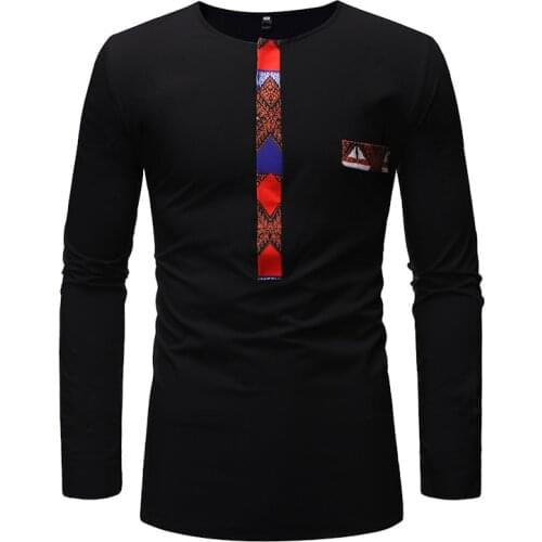 Richkeda Store New 2021 African Dashiki Print T Shirt Men 2021 Brand New Long Sleeve African Clothes Streetwear Casual Tee Shirt