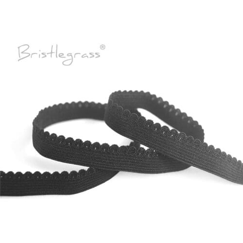 BRISTLEGRASS 5 Yard 3/8" 10mm Picot Loop Frilly Decorative Lace Trim Elastics Spandex Band Underwear Lingerie Dress Sewing Craft