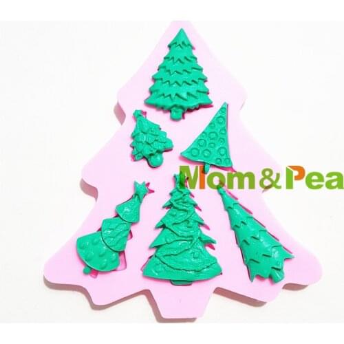 Mom&Pea 1266 Free Shipping Christmas Tree Silicone Mold Cake Decoration Fondant Cake 3D Mold Food Grade