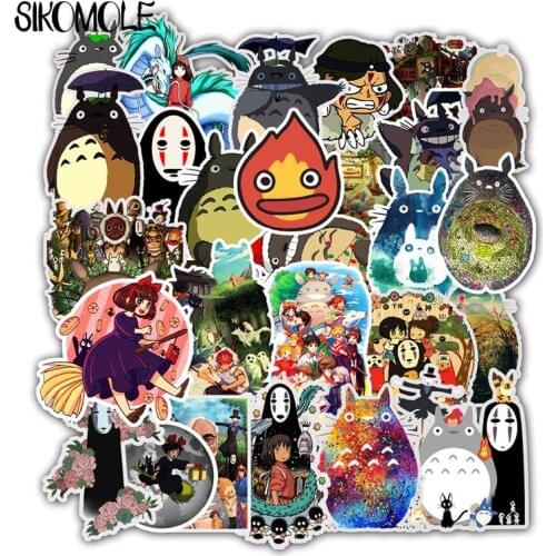50pcs Stickers Miyazaki Hayao Anime Sticker My Neighbor Totoro/Spirited Away for Skateboard Bicycle Laptop Waterproof Decals F4