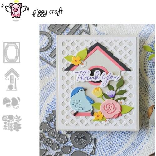 Piggy Craft metal cutting dies cut die mold Bird house flower frame Scrapbook paper craft knife mould blade punch stencils dies
