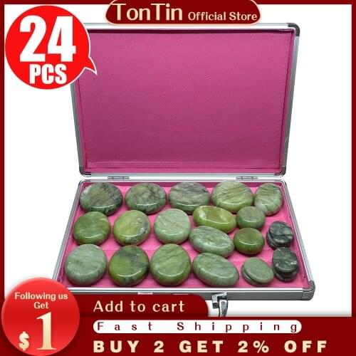 Tontin Jade glaze hot stone massage Set massager back massageador Health Care stones for massage spine basalt lava stone spa