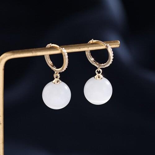 In 2021, French Fashion New Senior Fine Pearl Pendant Earrings. Simple Geometric Metal Temperament Women Earrings Jewelry
