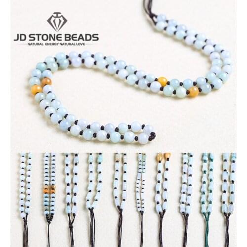 Hand-woven Rope Natural Emerald Jade Beads Gemstone Necklace Ornaments High Quality Energy Stone Beads Men And Women-Chain Belt