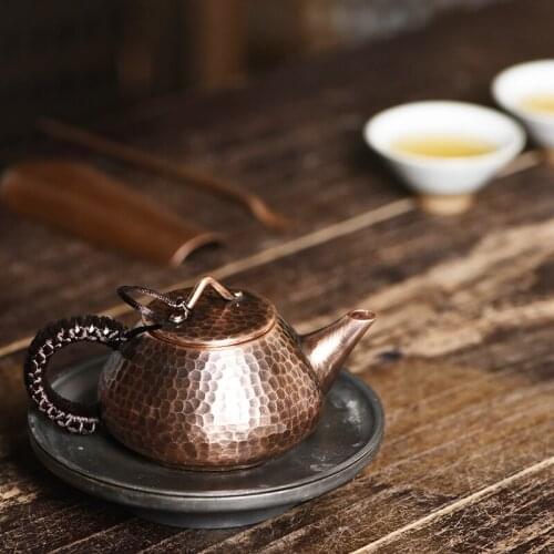 Japanese pure hand-made copper teapot antique small tea pot household boiling tea maker pot kungfu tea set