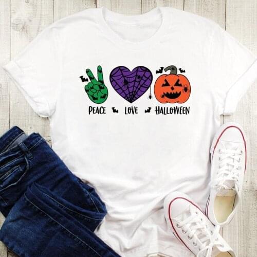 Pumpkin Funny 2021 Lovely Fall Autumn Graphic Print Tees Women Halloween Thanksgiving Female Style Cartoon Tops Tshirt T-Shirt