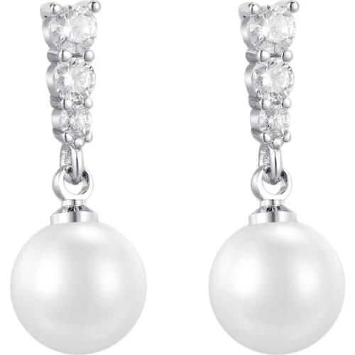 Pearl Earrings for Women Wedding Party 925 Silver Jewelry with Zircon Gemstone Drop Earrings New Arrival Accessories Wholesale