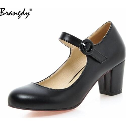 Brangdy Fashion High Heels Buckle Strap Mary Jane Shoes Casual Woman Shoes Zapatillas Mujer Lolita Shoes Zapatillas Mujer