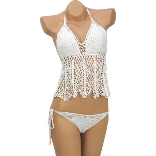 Women Bikini Suit Sexy Hollow out Halter Crop Top Bra Low Waist Briefs Bikini Set Swim Briefs Women Swimsuit 2020