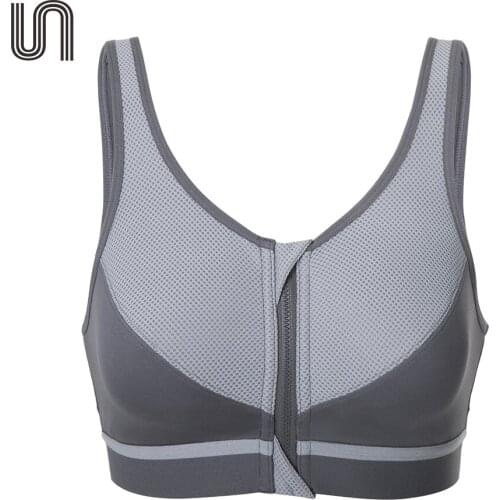 Womens High Impact Front zipper Full Coverage Non Padded Minimize Shock Cross Back Support Wirefree Workout Sports Bra