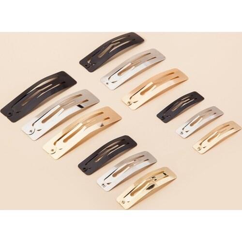 10Pcs Square Metal Kid DIY Silver Hair Clips Girls Girl Hair Clip Claw Barrette Pin Womens Hairgrips BB Clips Tool 5/6/7/8cm