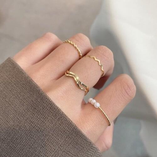 2021 Fashion Simple Design anillos Vintage Gold Color Joint Rings Sets for Women Jewelry Korean Version Joint Rings