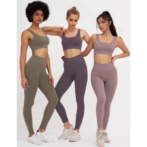 2021 Women Sportswear Yoga Set Workout Clothes Athletic Wear Sports Gym Legging Seamless Fitness Bra Crop Top Yoga Suit