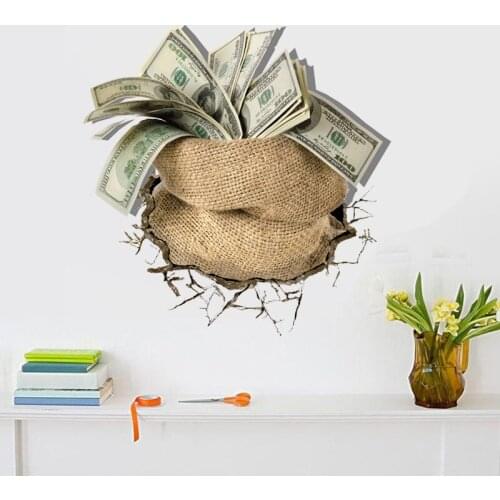 3D Money Dollar Creative Wall Sticker Office Living Room Wall Sticker DIY Home Party Festival Decor Wall Sticker Party supplies