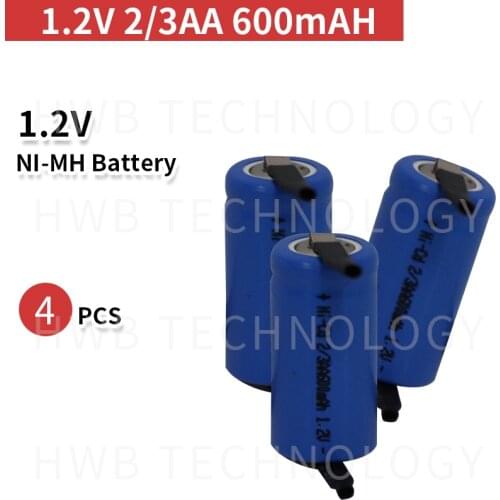 4pcs/lot AA Ni-Cd 1.2V 2/3AA 600mAH rechargeable battery NiCd charging Batteries - Blue Free Shipping