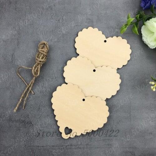 50pc Heart shape Wodden Card Tags Birthday Wedding Favour Party Gift Card Label Blank Luggag Tags Student DIY Graffiti Wood Tags