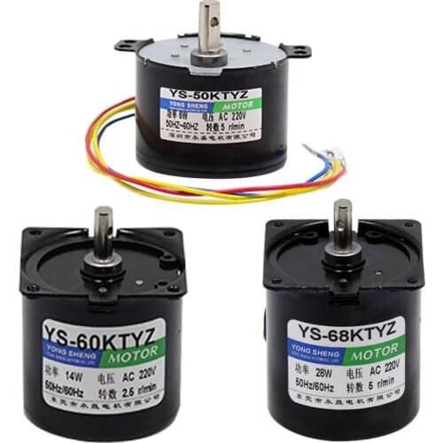 68KTYZ 28W permanent magnet synchronous AC slow speed motor, forward and reverse, single phase 220v